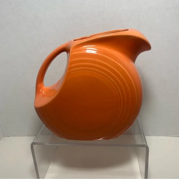 Vtg  7.25 inch fiesta ware persimmon orange disc pitcher Homer Laughlin retired - Picture 3 of 6